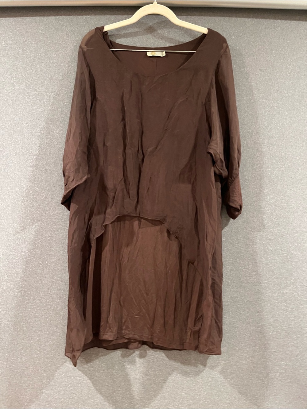 Brown Relaxed Scoop-Neck Tunic